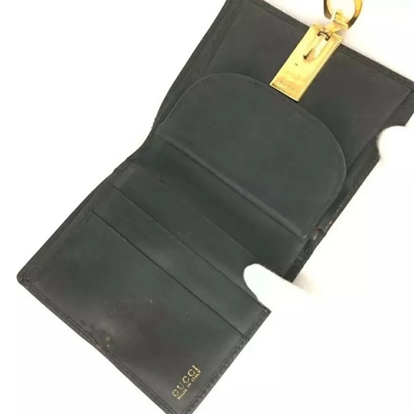 Gucci Black Leather Horseshoe Logo Bifold Wallet Unisex - Picture 5 of 8